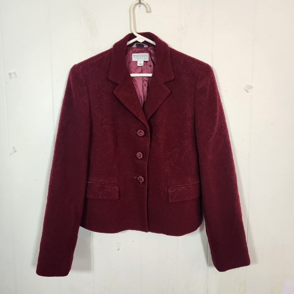 Talbots Collection Deep Red Textured Blazer Size … - image 1